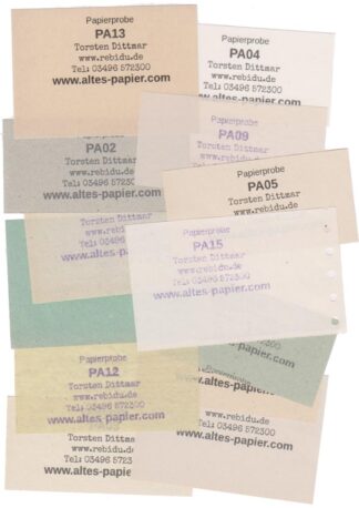 Papierproben mit verschiedenen alten Papieren